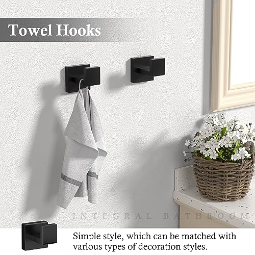 PNNWH Matte Black Bathroom Accessories Set 10 Pieces - Towel Bar & Holders, Towel Rings, Hooks