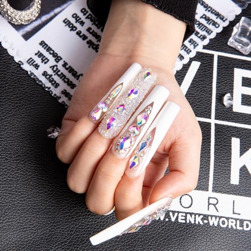 Press On Nails Candy Diamonds & White French Tip - Variation of THIS listing