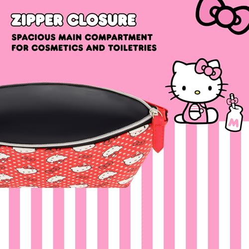 Hello Kitty Travel Makeup Bag, Trapezoid Cosmetic Organizer Pouch for Women