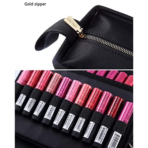 ROWNYEON Lipstick Organizer Case Lipstick Holder Portable Lipstick Bag Travel Makeup Bag Cosmetic Case Large Capacity Lipstick Carrying Case Makeup Artist Lip Gloss Storage Bag