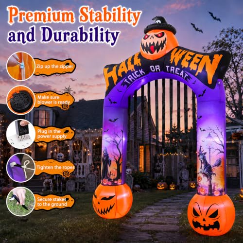 10 FT Halloween Inflatable Archway with Built-in LED Lights for Outdoor Yard Decor