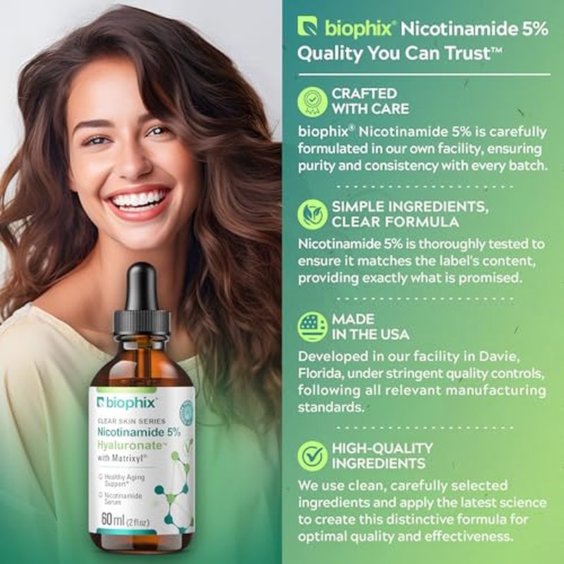 biophix B-3 Nicotinamide Age-Defying Liquid Serum 2 oz - Hyaluronic Acid - Matrixyl ¢ç - Supports Skin Health - Healthy Aging
