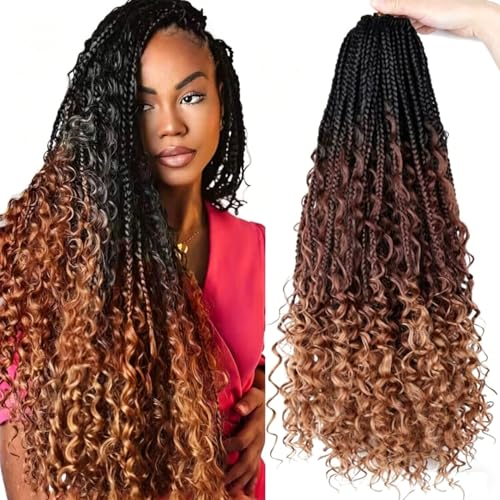 24 Inch Bohemian Box Braids Crochet Hair - 8 Pack, 1b/33/30 for Women