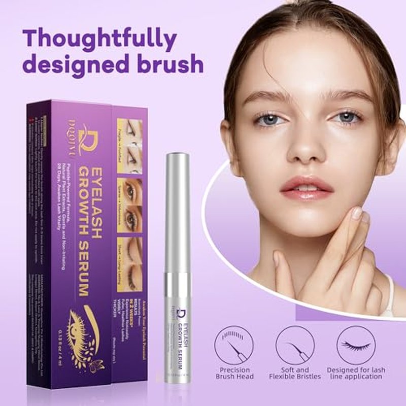 Eyelash Growth Serum for Longer Thicker Lashes, Natural Vegan Lash Enhancer, Safe for Sensitive Eyes, Gifts for Women Girlfriend, 4ml (0.13Fl Oz) Silver