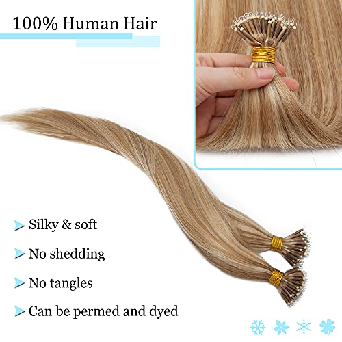 SEGO Nano Tip Hair Extensions 16 Inch Golden Brown & Bleach Blonde, 50g Pack