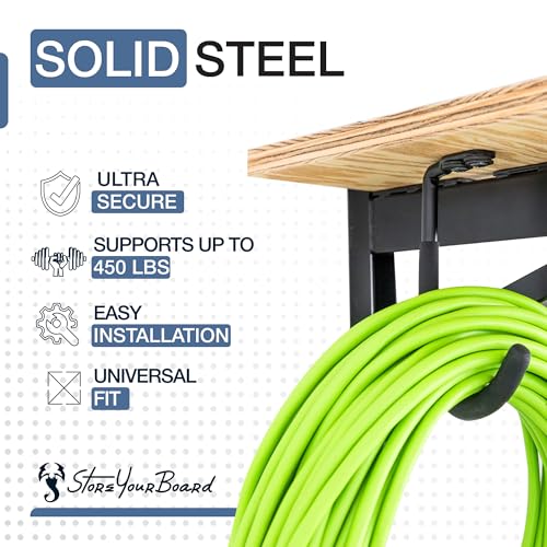 2' x 8' Heavy Duty Shelf Brackets Set of 3 – Supports 450 lbs, Includes Hooks