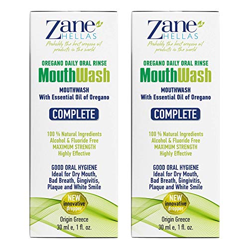 Zane Hellas Mouthwash with Oregano Oil – Herbal Alcohol & Fluoride Free, 2 fl oz