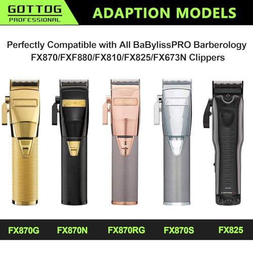 FX8010J Replacement Blades for BaBylissPRO FX870, FX890, FX825, FX673 Clippers, DLC Replacement Fade Blade Compatible with Babyliss Clipper Blades, Silver