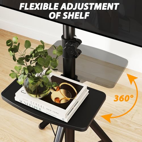 TVON Tripod TV Stand with Shelf for 23-80 Inch TVs, 100lbs Capacity - Black
