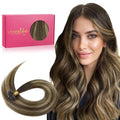 WENNALIFE 14 Inch Balayage Chocolate Brown to Caramel Blonde U Tip Human Hair Extensions 50g