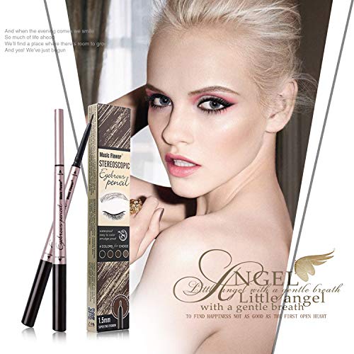 Vtrem Double-headed Eyebrow Pencil: Waterproof Smudge-Proof Long Lasting Eye Brow Pen Fine Carving Eyebrow Pencil for Natural (1# Dark Coffee)