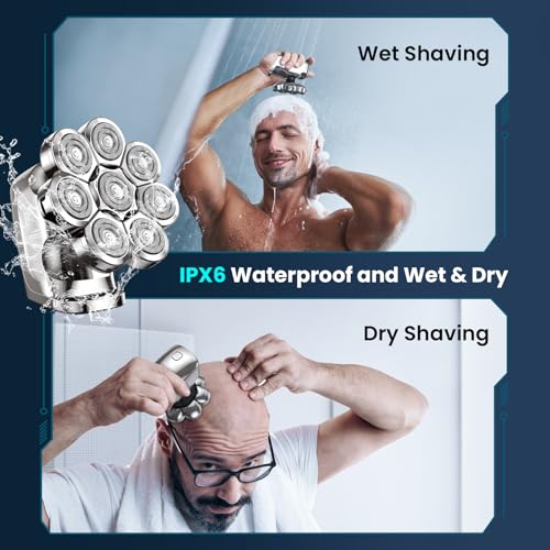 Phisco Electric Head Shaver for Men Gunmetal - Fast Charging Bald Shaver with 8D Floating Heads
