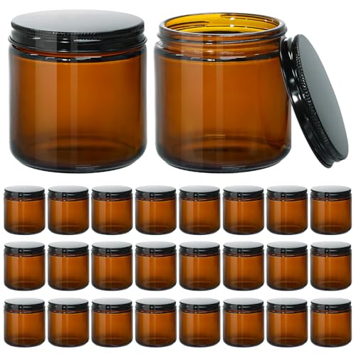 Amber 4oz Candle Jars with Airtight Metal Lids - 24 Pack - KEYWING Variation