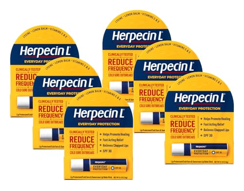 Herpecin-L SPF 30 Lip Balm Stick for Cold Sores & Sun Protection, Pack of 6