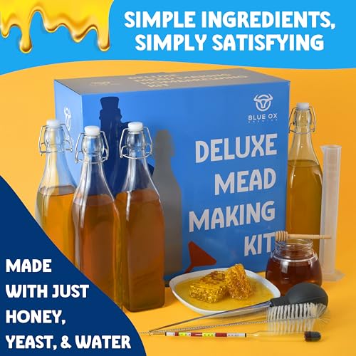 Blue Ox Brewing Deluxe Mead Making Kit with Bottles & Hydrometer - Bue Variation