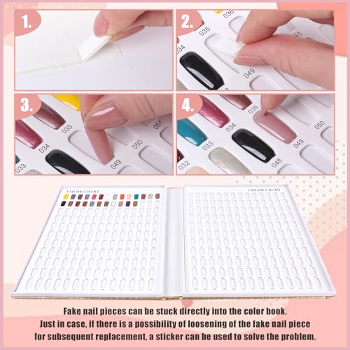 Gold Nail Swatches Book with 480 Tips - Professional Nail Display Chart
