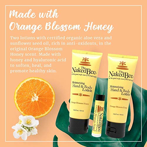 The Naked Bee Bundle Vitamin C Face & Body Moisturizing Sunscreen + Orange Blossom Honey Everyday Facial Gel 5.5 oz + Orange Blossom Honey Lotion and Lip Balm Set