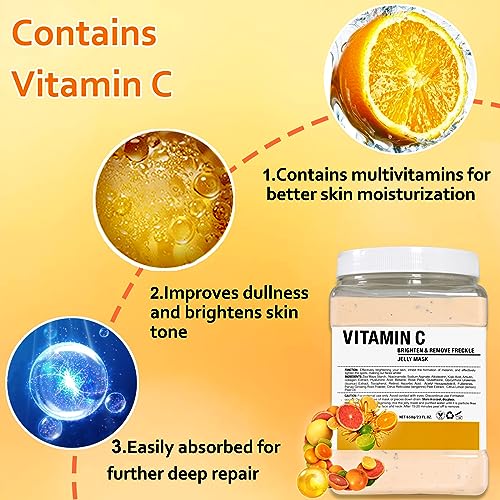 Orange Jelly Mask Powder for Facials, Vitamin C Brightening & Nourishing, DIY Peel-Off Spa Mask, 23 Fl Oz