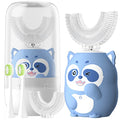 Kids Electric U-Shaped Sonic Toothbrush - Blue Raccoon, 59S Timer, Age 8-15