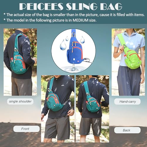 Peicees Small Sling Backpack Waterproof Unisex Shoulder Bag Chest Crossbody Daypack