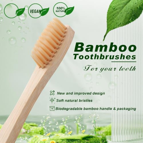 120 Pcs Soft Bristle Bamboo Toothbrushes Bulk - Multicolor, Individually Wrapped, Travel-Friendly - Variation of THIS listing 120