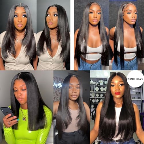 NROOEAY Brazilian Straight Human Hair Bundles 18 Inch Natural Black