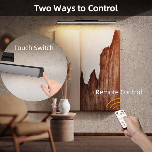 Wireless Rechargeable Picture Light with Remote Control - 39.4 Inch Art Display Lighting