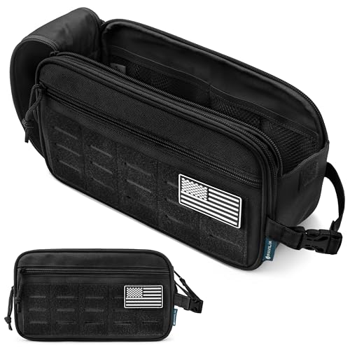 PAVILIA Tactical Toiletry Bag XL Water-Resistant Military Organizer Black