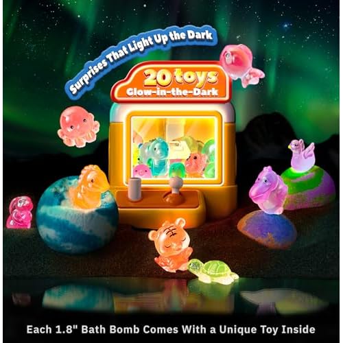 Bath Bombs for Kids with Surprise Inside, 20 Pack Handmade Bath Bomb Gift Set with Glow-in-The-Dark Toys, Fizzy Bath Balls for Fun, Great Christmas Gift or 2025 Advent Calendar for Boys & Girls