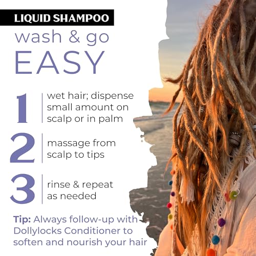 Dollylocks Clarifying Liquid Shampoo with Nag Champa - 8oz, Vegan & Residue-Free