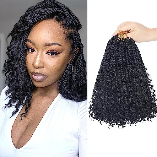 8 Inch Goddess Box Braids Crochet Hair with Curly Ends - Pack of 8, 1B
