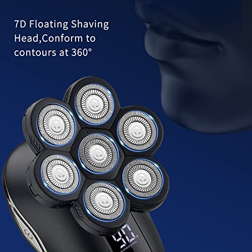 Electric Head Shavers for Bald Men, Head Razor for Men with Nose Hair Sideburns Trimmer, LED,Travle Lock