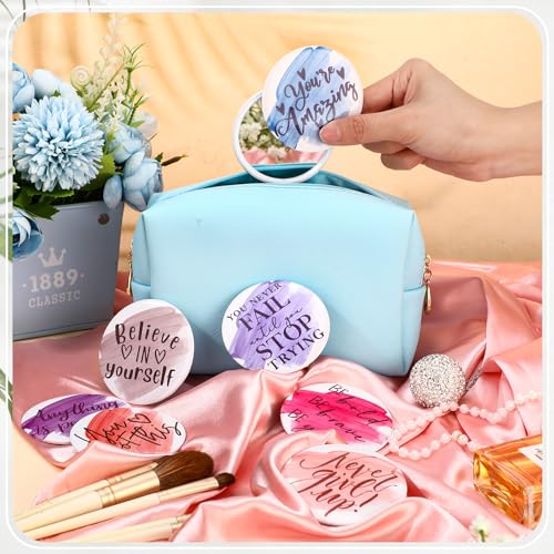 Kigley 50 Pcs International Women's Day for Women Inspirational Compact Mirrors Bulk Employee Appreciation Gifts Round Portable Pocket Mirror Makeup Mini Mirrors for Teacher Coworker Nurse