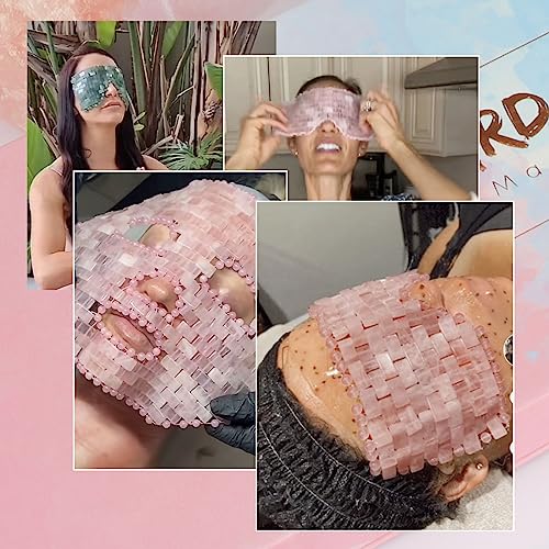 Mothers Day Gifts for Mom: ideayard Rose Quartz Eye Mask, Cooling Eye Mask 100% All Natural Crystal Mask for Facial Puffy Eyes Reusable