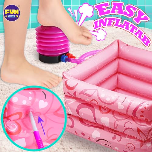 Kids Foot Spa Kit with Inflatable Pedicure Tub & Nail Polish Set for Girls Ages 7-12