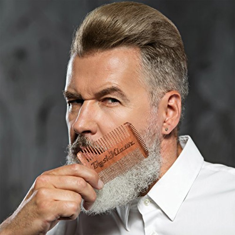 4Klawz Beard Comb - Pocket Comb for Men's Hair Beard Mustache and Sideburns with 4 Sides of Wide & Fine Teeth - Best Bearded Man Grooming Gift Special