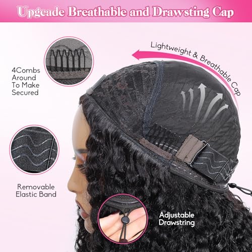 Myecool 18 Inch Human Hair Kinky Curly Half Wig 200% Density Glueless 3-in-1 Wear & Go Style - Variation 2