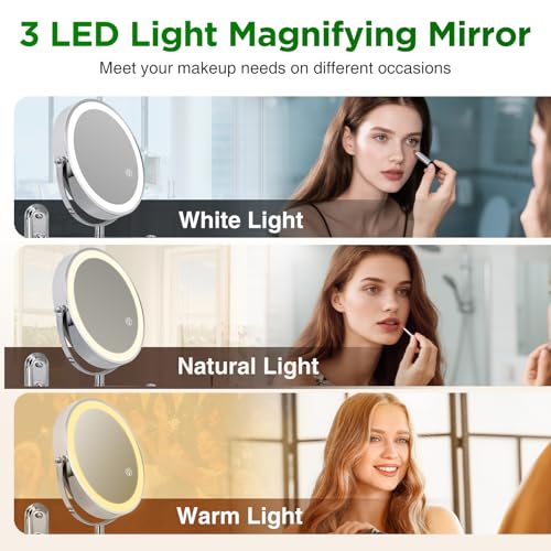 Chrome-Light 30X Wall Mounted Makeup Mirror Double Sided with Adjustable Lighting