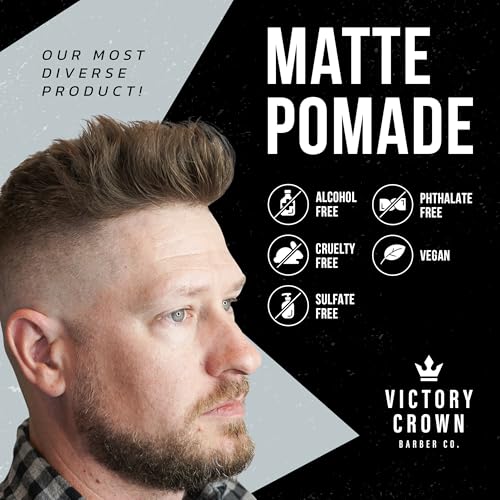Victory Crown Matte Pomade – High Hold, No Shine Styling Wax, 3.4 oz (Matte Clay Pomade Variant)