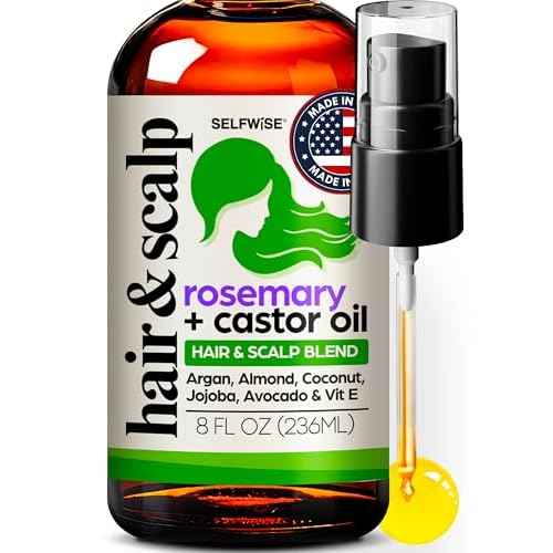 Organic Rosemary Oil For Hair Growth with Castor, Argan, Coconut, Almond, Jojoba, Avocado, Grapeseed, Vitamin E, Lavender & Peppermint for Hair & Scalp Treatment, All Hair Types, Men & Women 8oz