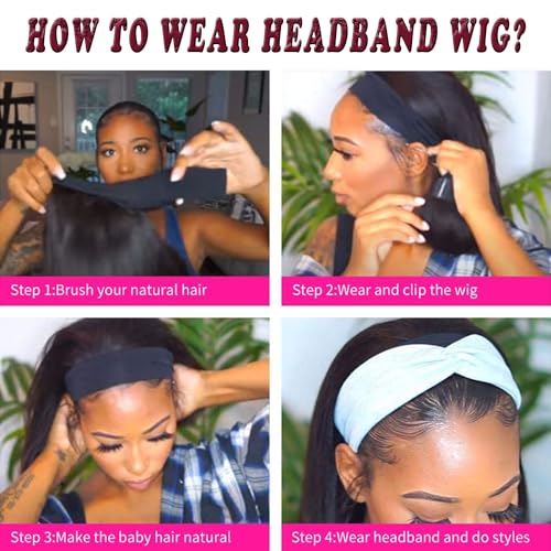 Deep Wave Human Hair Headband Wig 10 Inch Natural Black - Style & Versatility
