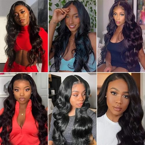 Human Hair Body Wave Bundles 22-26 Inch Virgin Brazilian Hair Extensions, 3 Pack