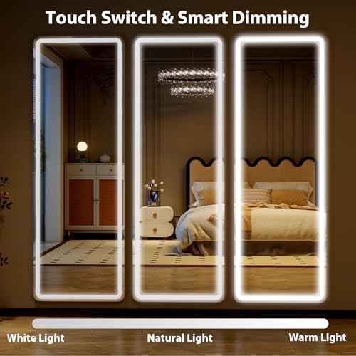 60-inch Full Length Mirror with LED Lights for Bedroom Floor Decor