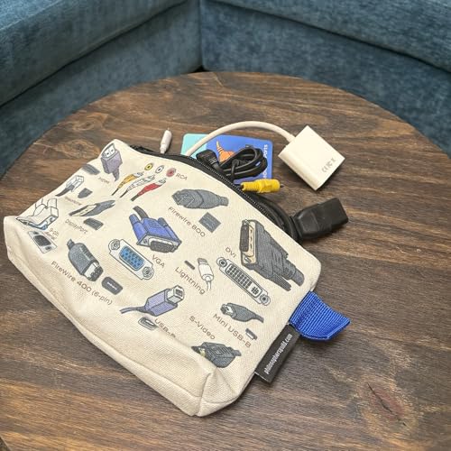The Unemployed Philosophers Guild Cables and Ports Bag - 9" Canvas Zipper Pouch for Pencils, Tools, Cosmetics, Toiletries and More
