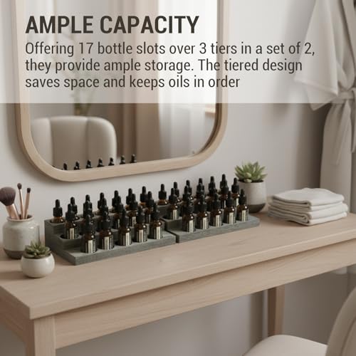 Gray Wood 3-Tier Essential Oil Display Stands - Set of 2