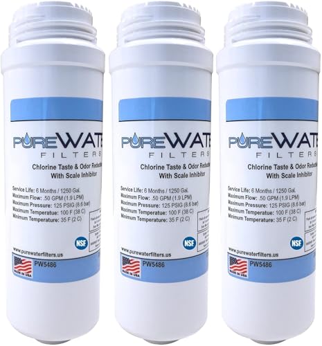 PureWater Filters KQ8 Water Filter Cartridge Pack of 3 for Keurig Brewers