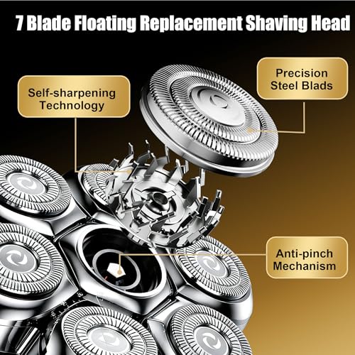 MEMIRY 2-Pack 7D Magnetic Floating Replacement Heads for Rotary Shavers