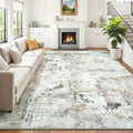 Carpelux 9x12 Rectangular Washable Area Rug in Brown/Grey – Large Non-Slip Living Room Carpet