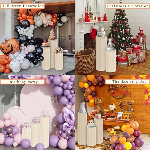 Havenlux Round 5-Pack Foldable Cylinder Pedestal Stands for Party Decor, Wedding & Event Backdrops
