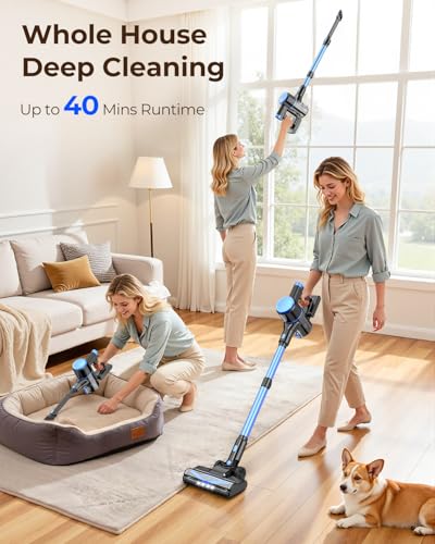 UML0 N8 Cerulean Cordless Stick Vacuum Cleaner, Lightweight with Powerful Suction